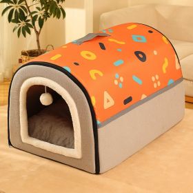 Warm Enclosed Removable And Washable Corgi And Shiba Inu House (Option: Orange-XXL)